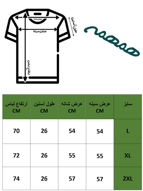 جدول سایزبندی