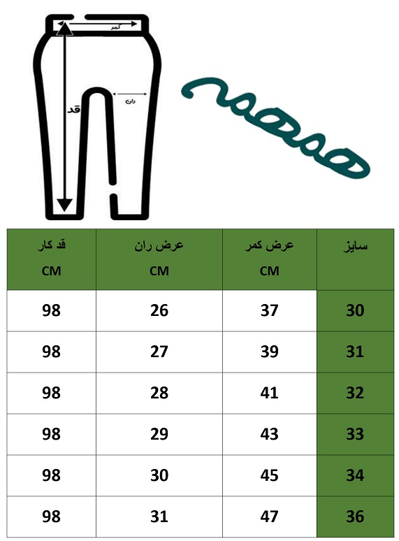 جدول سایزبندی