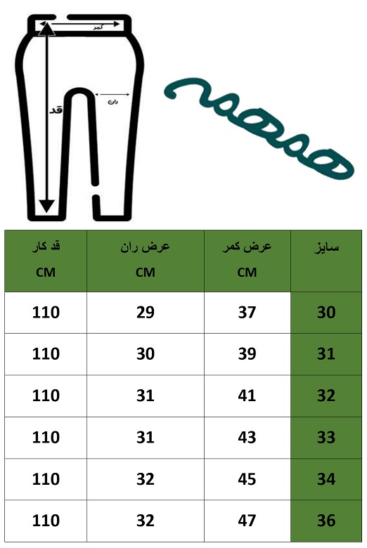 جدول سایزبندی