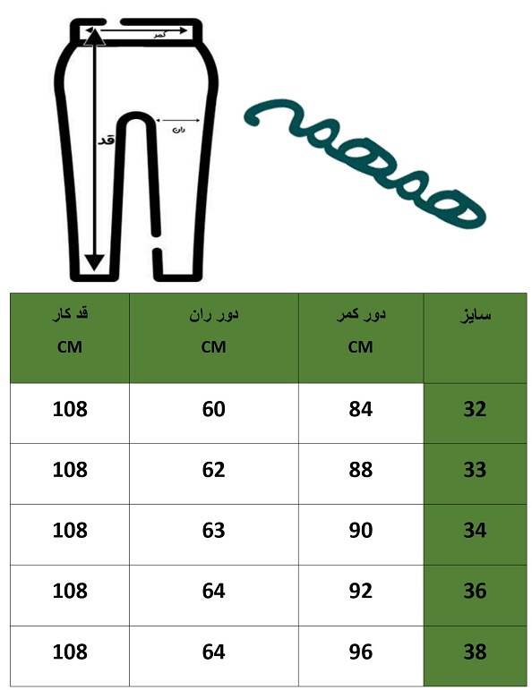جدول سایزبندی