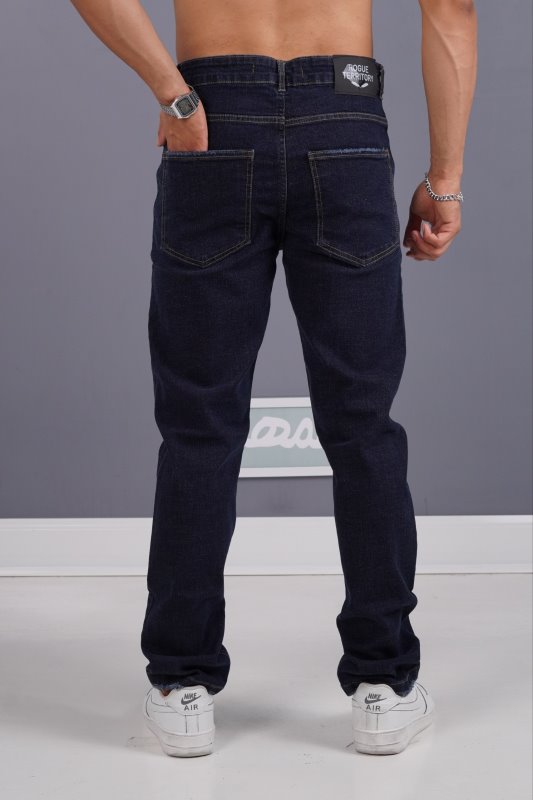 شلوار جین راسته مردانه سرمه ای ساده کد 2058110/3