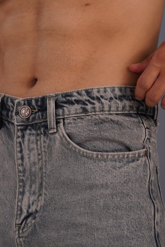 شلوار جین مام استایل مردانه طوسی ساده کد 2058500/110