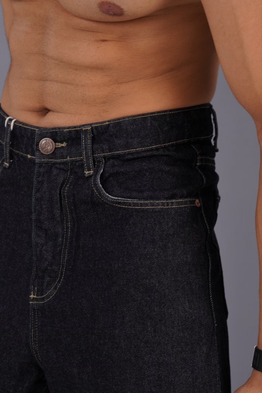 شلوار بگ مردانه جین بگ بلو بلک ساده کد 2062501/58