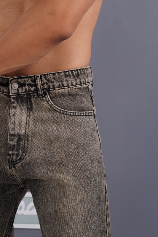 شلوار جین مام استایل مردانه دارچینی ساده کد 2058110/3