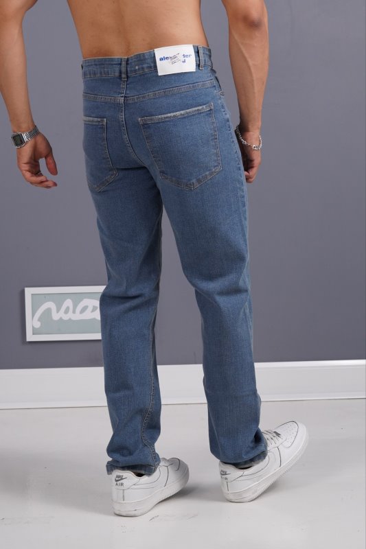 شلوار جین راسته مردانه آبی کثیف ساده کد 2058100/1