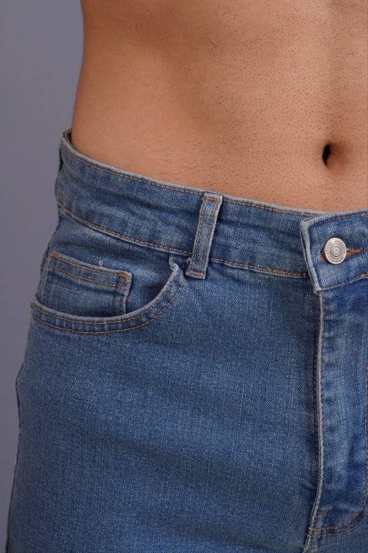 شلوار جین راسته مردانه آبی کثیف ساده کد 2058100/1