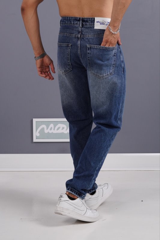 شلوار جین مام استایل مردانه آبی ساده کد 205890/8