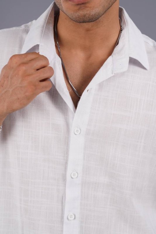 پیراهن مردانه لینن آستین کوتاه ساده 601629