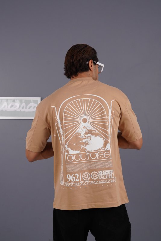 تیشرت مردانه طرح دار چاپی کرم کد 200126
