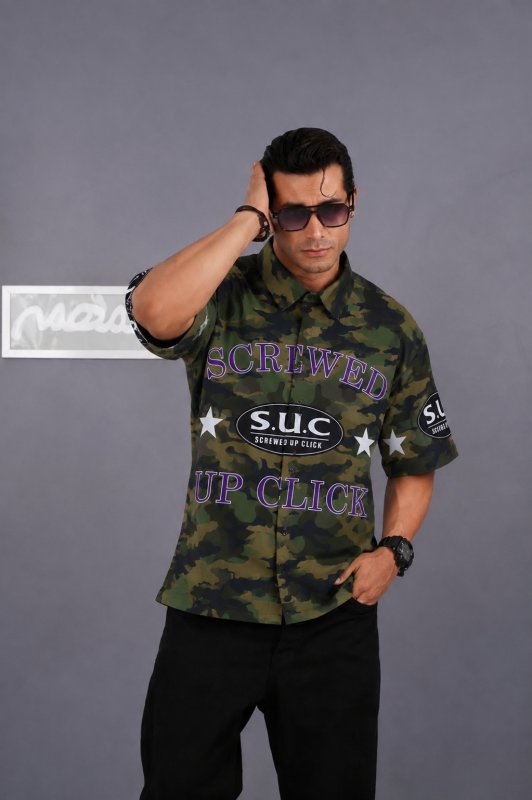 پیراهن مردانه آستین کوتاه چاپی کد 200602