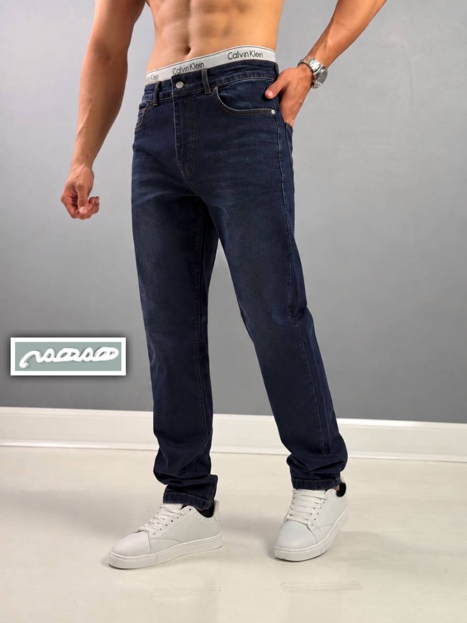 شلوار جین مردانه راسته آبی تیره ساده با کیفیت کد 2053403