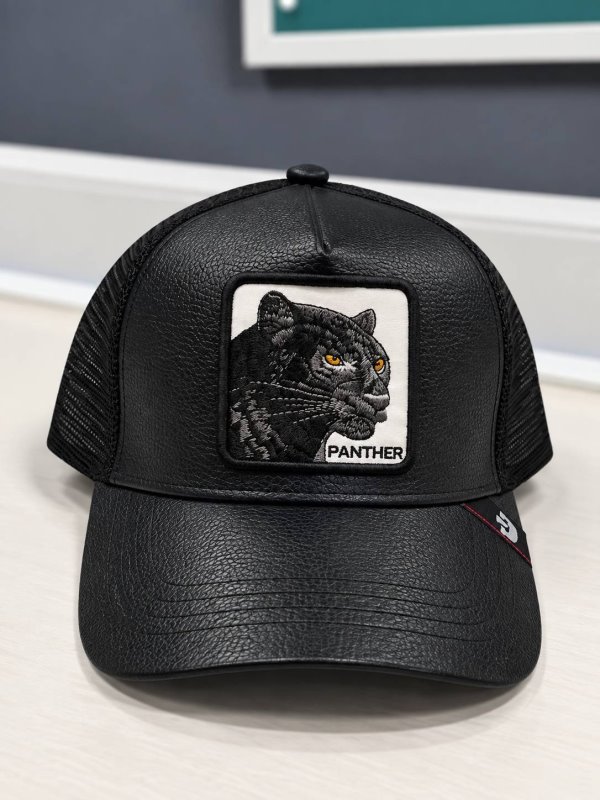 کلاه یونیسکس گورین طرح PANTHER چرمی مشکی کد 127718