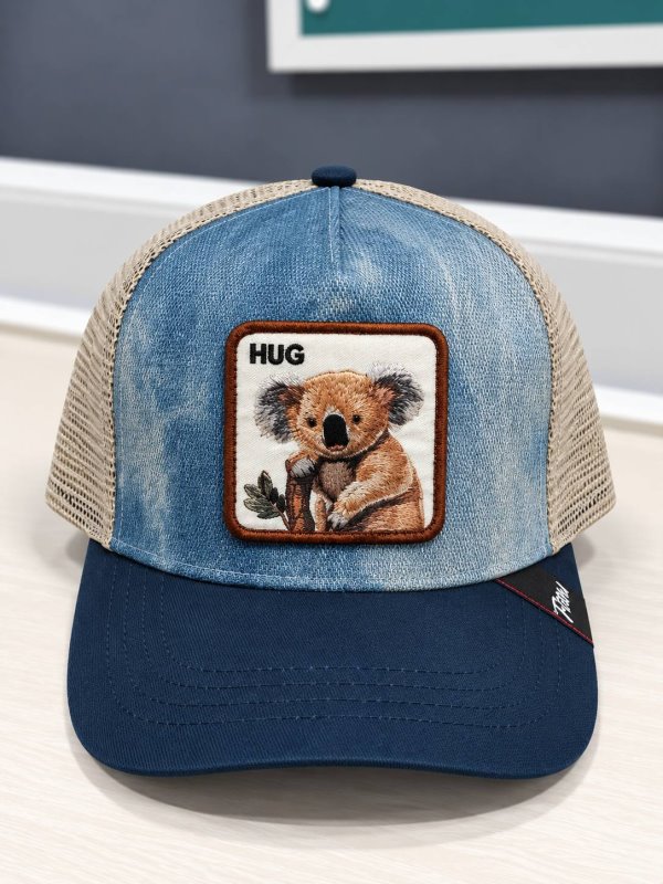 کلاه یونیسکس گورین طرح HUG جین دوزی آبی کد 127722