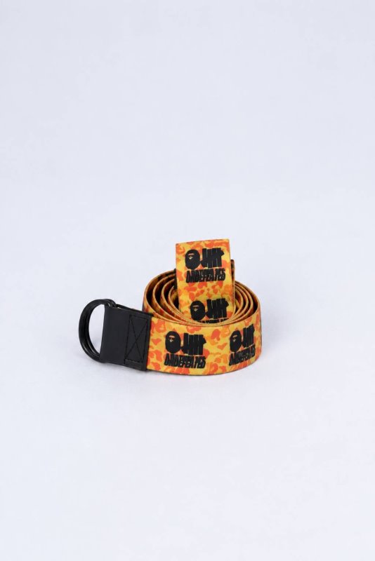 کمربند مردانه طرح چوب خط BAPE زرد کد 1242191