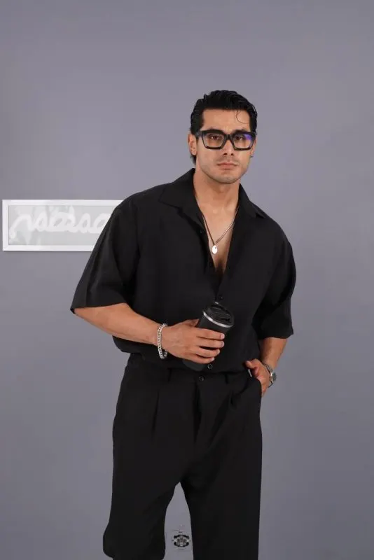 پیراهن مردانه سیلک ساده 601625 — مشکی