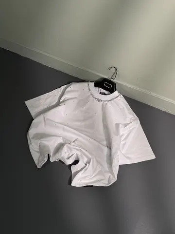 تیشرت مردانه زاپدار زنجیری سفید کد 218109
