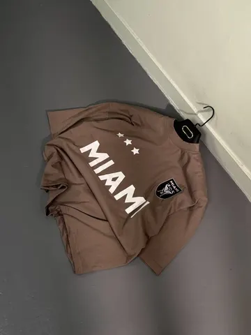 تیشرت مردانه طرح دار MIAMI شکلاتی کد 218128