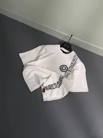 تیشرت طرح دار مردانه نوشته خطی سفید کد 218102