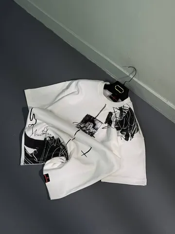 تیشرت مردانه طرح تیکه دوزی سفید کد 218116