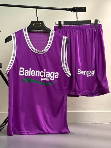 ست مردانه تاپ شلوارک سوزنی طرح BALENCIAGA بنفش کد 515307