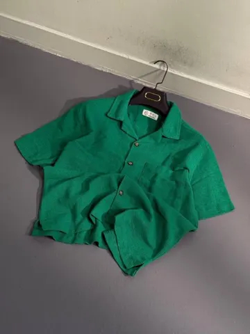 پیراهین مردانه کنفی ساده سبز کد 218503