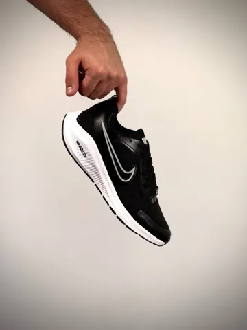 کتونی رانینگ مردانه NIKE ZOOM مشکی زیره سفید کد 257118