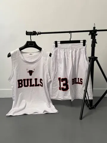 ست رکابی شلوارک مردانه طرح BULLS سفید کد 519306