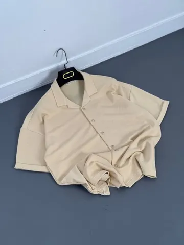 پیراهن مردانه کنفی ساده کرم کد 218505