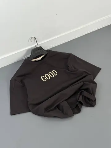 تیشرت مردانه طرح GOOD ذغالی کد 218272