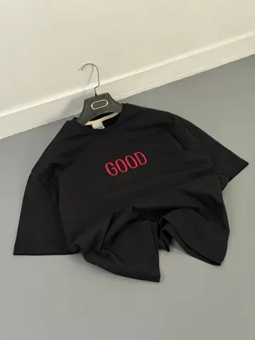 تیشرت مردانه طرح GOOD مشکی کد 218272