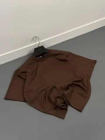 تیشرت مردانه ساده ZARA قهوه ای کد 217669