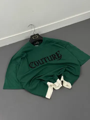 تیشرت مردانه سنگشور طرح COUTURE سبز مدل جدید کد 2181165