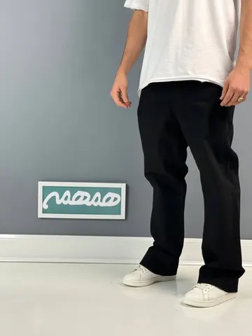 شلوار نیم بگ مردانه مشکی ساده برتر کد 2048102