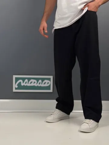 شلوارجین نیم بگ مردانه مشکی ساده ترند کد 2034110