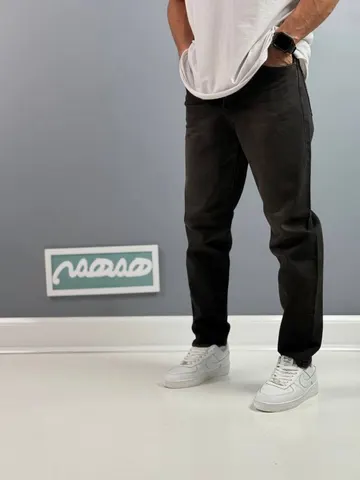 شلوار مردانه مام فیت مشکی ساده هاشور کالکشن جدید کد 2048241