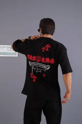 تیشرت مردانه گلدوزی مشکی کد 601245