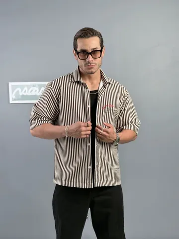 پیراهن مردانه باکسی چاپی آستین کوتاه LOS ANGELES کد 601612