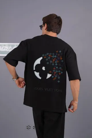 تیشرت مردانه گلدوزی مشکی کد 601249