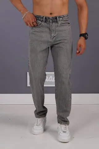 شلوار جین مام استایل مردانه خاکستری ساده کد 2058500/113