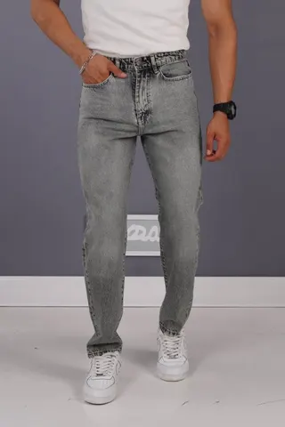 شلوار جین مام استایل مردانه طوسی روشن ساده کد 2058500/108