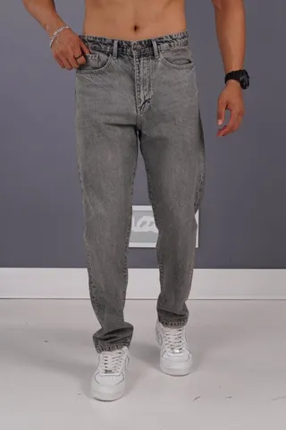 شلوار جین مام استایل مردانه طوسی ساده کد 2058500/110