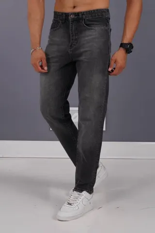 شلوار جین مام استایل مردانه ذغالی ساده کد 2058500/100