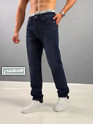 شلوار جین مردانه راسته آبی تیره ساده با کیفیت کد 2053403