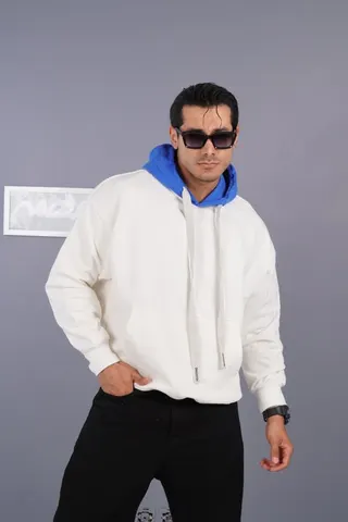 هودی مردانه دورنگ ساده کد 300232