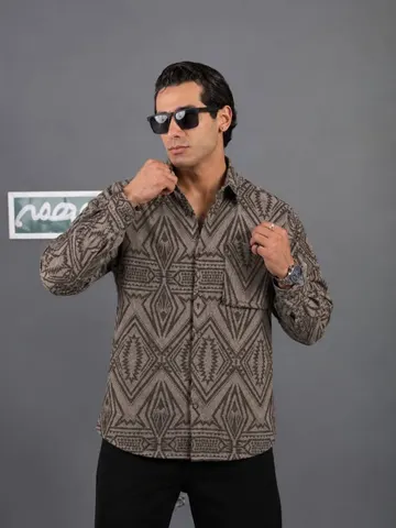 پیراهن پشمی مردانه طرح دار کد 3001100